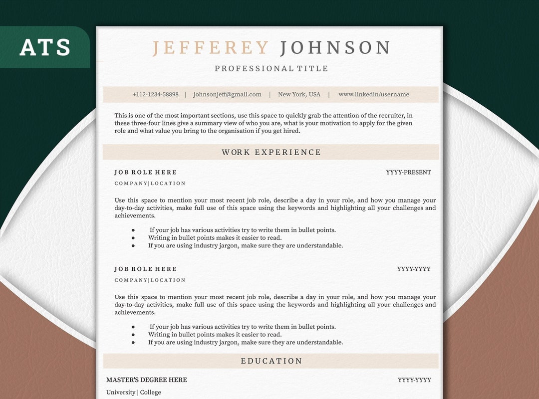 ATS Optimized CV Template for Word & Google Docs, Google Docs Ats