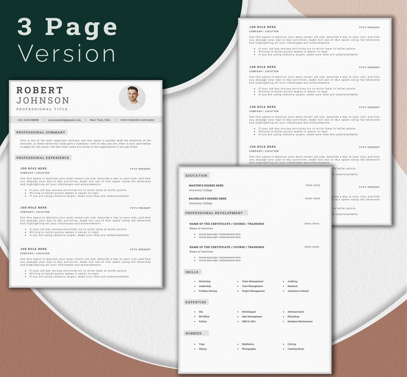 ATS Compatible Resume Template for Word, Google Docs | Instant Download ...