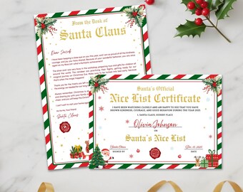 Letter From Santa, Nice List Certificate Bundle – Printable & Editable ...