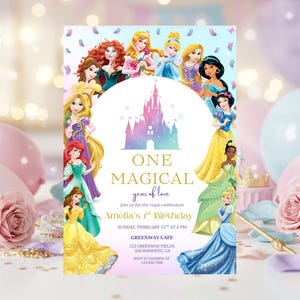 Princess Birthday Invitation, First Birthday invitation, Princess Birthday Invite for Girls, 1st Fairytale Birthday Invite | 4039