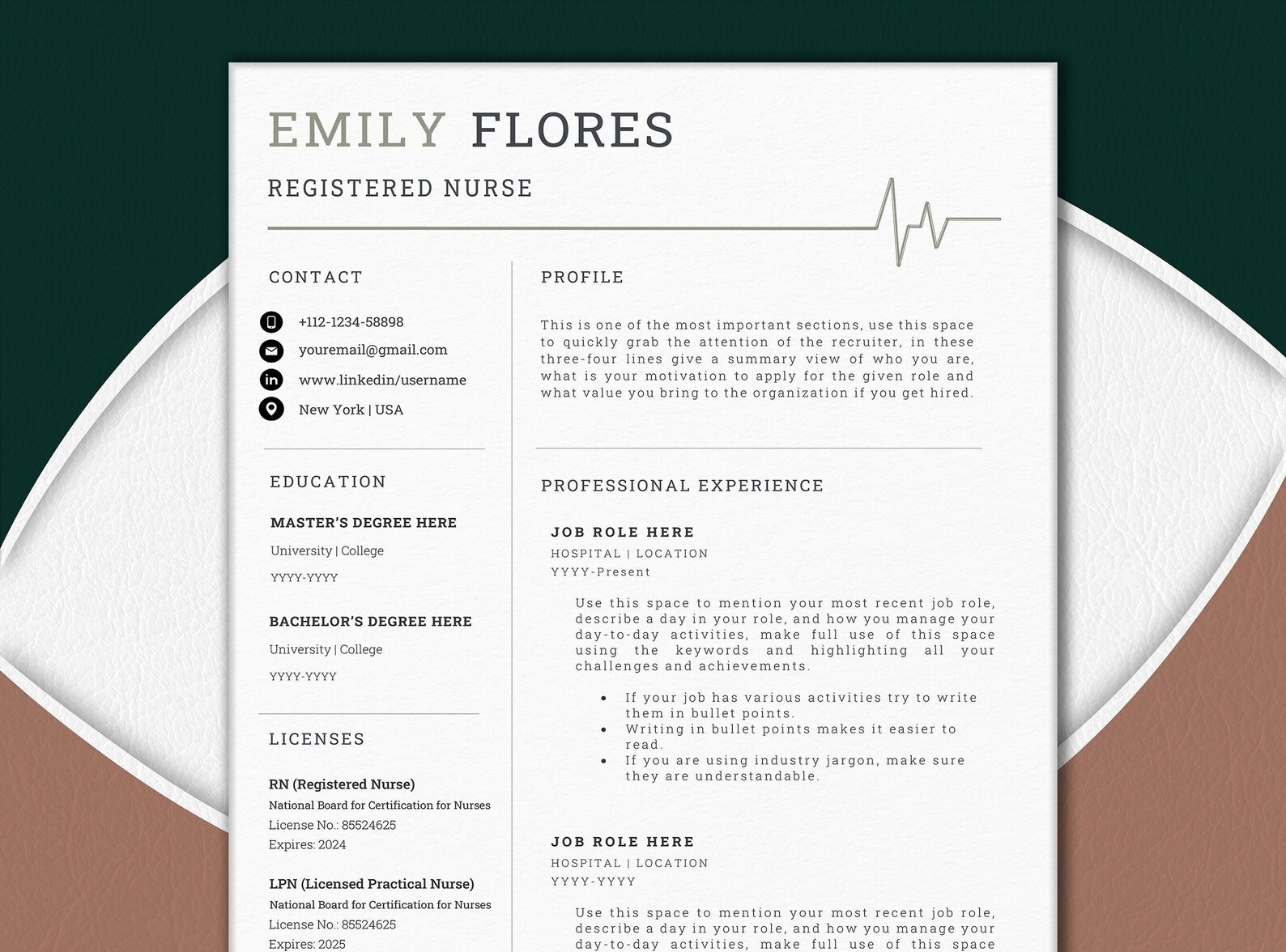 Nurse Resume Template, New Graduate Nurse, Professional Nurse Resume ...