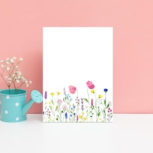 Spring Flowers Minimalist Card, No Text, Blank Inside