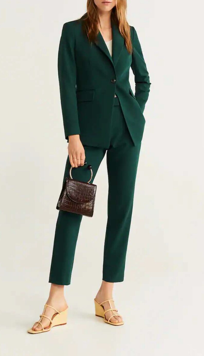 Women Pant Suit Women Green Suit Set Olive Green Girl Etsy UK