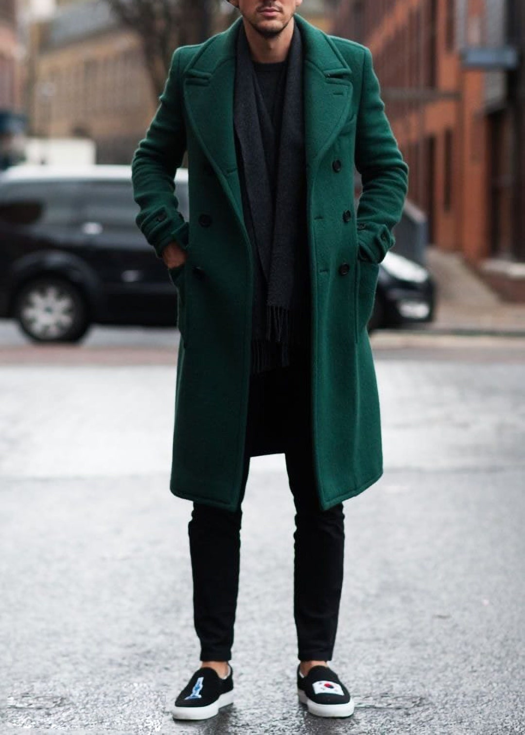 Men Green Overcoat Dark Green Long Wool Jacket Emerald Etsy