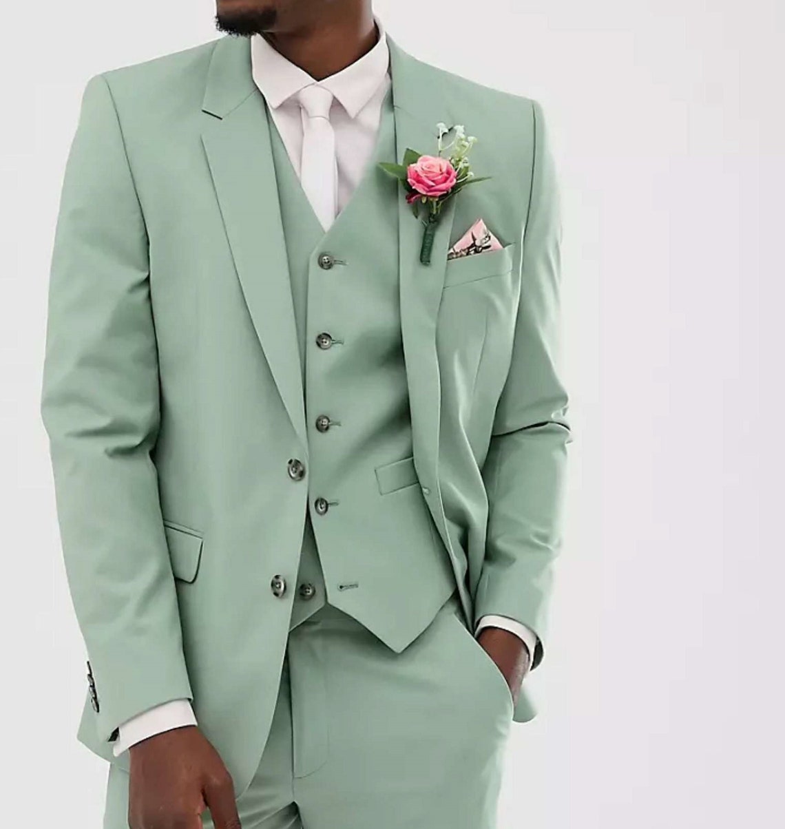 Sage green suit men 3 piece tuxedo formal sage green suit image 1