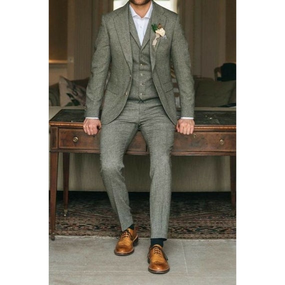 men-suits-3-piece-grey-suit-gray-suit-woolen-tweed-etsy