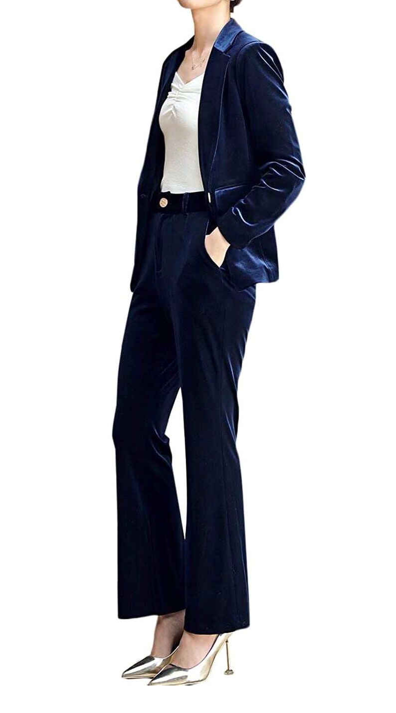 Women Velvet Pant Suit Dark Blue Suit Set Navy Blue Velvet Etsy