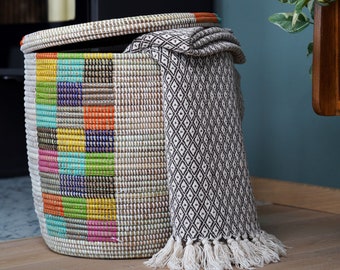 Panier de rangement & panier à linge avec couvercle – Panier Numu (blanc/coloré)