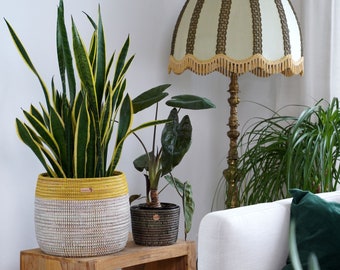 Decorative basket/flowerpot Bantu (yellow/white) – for plants and other things