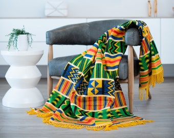 Bedspread Ghana - Kente Yello/Apple - bed throw, cuddly blanket, blanket, sofa blanket - Made in Africa