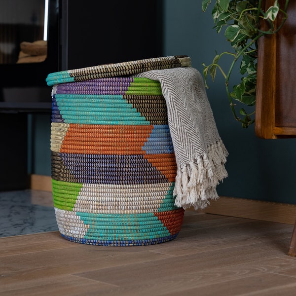 Storage basket & laundry basket with lid – Yendi basket (colorful)