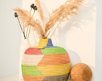 Large African basket vase – Vase Lebu (colorful) – floor vase – boho & ethnic look