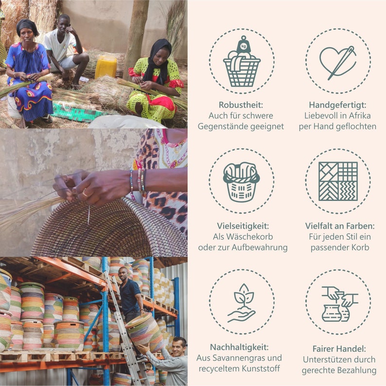 Puede incluir: Una colecci&oacute;n de cestas tejidas de colores hechas con materiales naturales. Las cestas est&aacute;n hechas a mano en &Aacute;frica y son perfectas para el almacenamiento, la organizaci&oacute;n y la decoraci&oacute;n. Las cestas est&aacute;n hechas con una variedad de patrones y colores, y todas son &uacute;nicas.