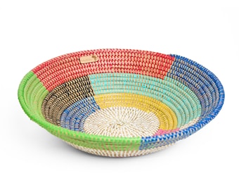 Fruit basket – colorful fruit bowl made of savannah grass – boho decorative bowl – large bowl for fruit, bread or decoration – handmade