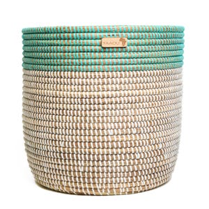 Kosz na rośliny Kaira / Doniczka – Pleciony kosz do przechowywania – Koszyk boho na rośliny, koce lub zabawki – Ręcznie robiony w Senegalu