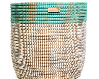 Kaira Plant Basket / Planter – Woven Storage Basket – Boho Basket for Plants, Blankets or Toys – Handmade in Senegal