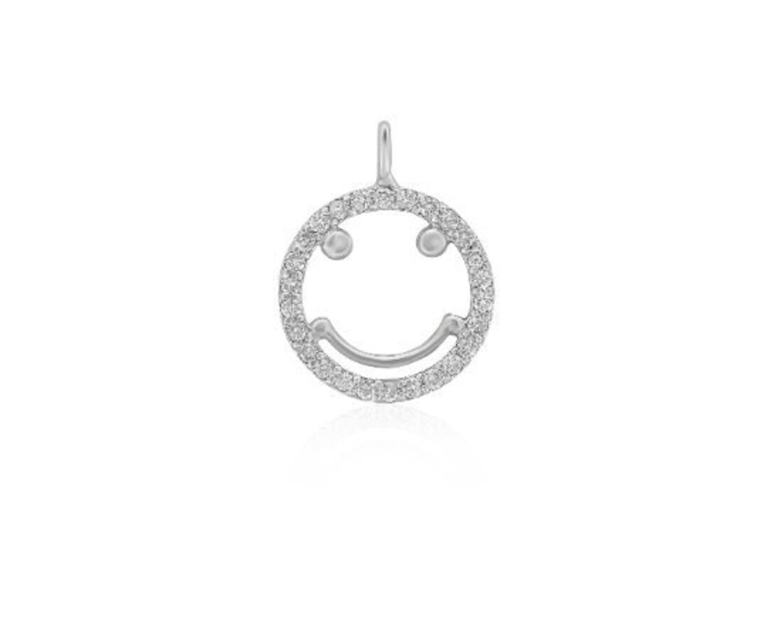 Diamond Pendant Smiley Emoji Diamond Charm Pendant 10k Solid Etsy