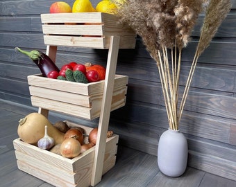 Fruit storage, vegetables,Kitchen organizing, Wooden Vegetable tiered stand, Suit and vegetable basket, Fruit bag,Fruit box