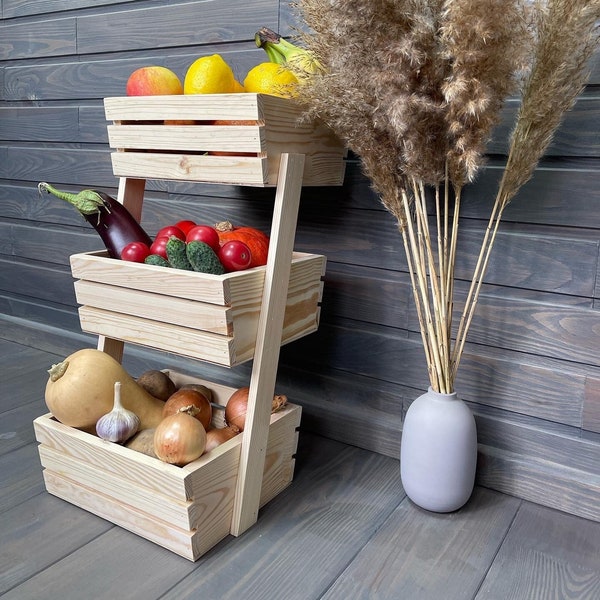 Fruit storage, vegetables,Kitchen organizing, Wooden Vegetable tiered stand, Suit and vegetable basket, Fruit bag,Fruit box