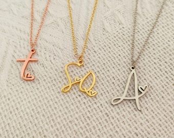 Initial Heart Necklace,Custom Dainty Letter Necklace,Name Necklace,Gold Necklace,Handmade Gifts for Her,Christmas Gift,Birthday Gift