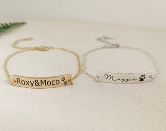 Paw Print Bar Bracelet,Custom Paw Print Bracelet,Your Actual Pet Paw Print Bracelet,Custom Pet Bracelet,Dog Paw Bracelet,memorial jewelry
