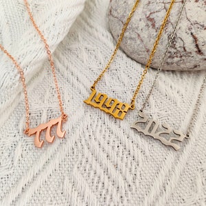 Custom Birth Year Necklace,Number Charm Necklace,Special Date Necklace,Anniversary gift,Graduation Gift,Christmas Gift,Birthday Gift