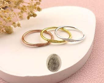 Fingerabdruck Ring • Stapelring • Silber Ring • Minimalist Ring • Geschenke für Sie