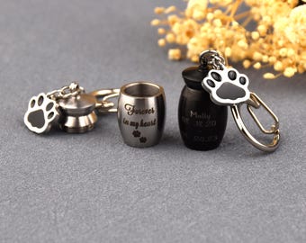 Personalized Mini Urn,Pet Urns Keychain for Dogs,Personalized Cremation Keyrings Urn ,Pet Memorial Dog Paw Keychain,Pet Ashes Keepsake