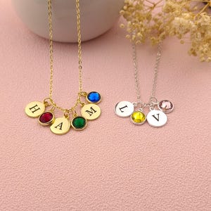 Custom Birthstone Necklace • Family Birthstone Necklace • Initial Necklace • Gifts for Her • Christmas Gift