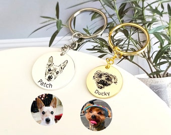 Custom Pet Portrait Keychain, Pet Photo Keychain, Dog Keychain, Cat Keychain, Pet Memorial Gift