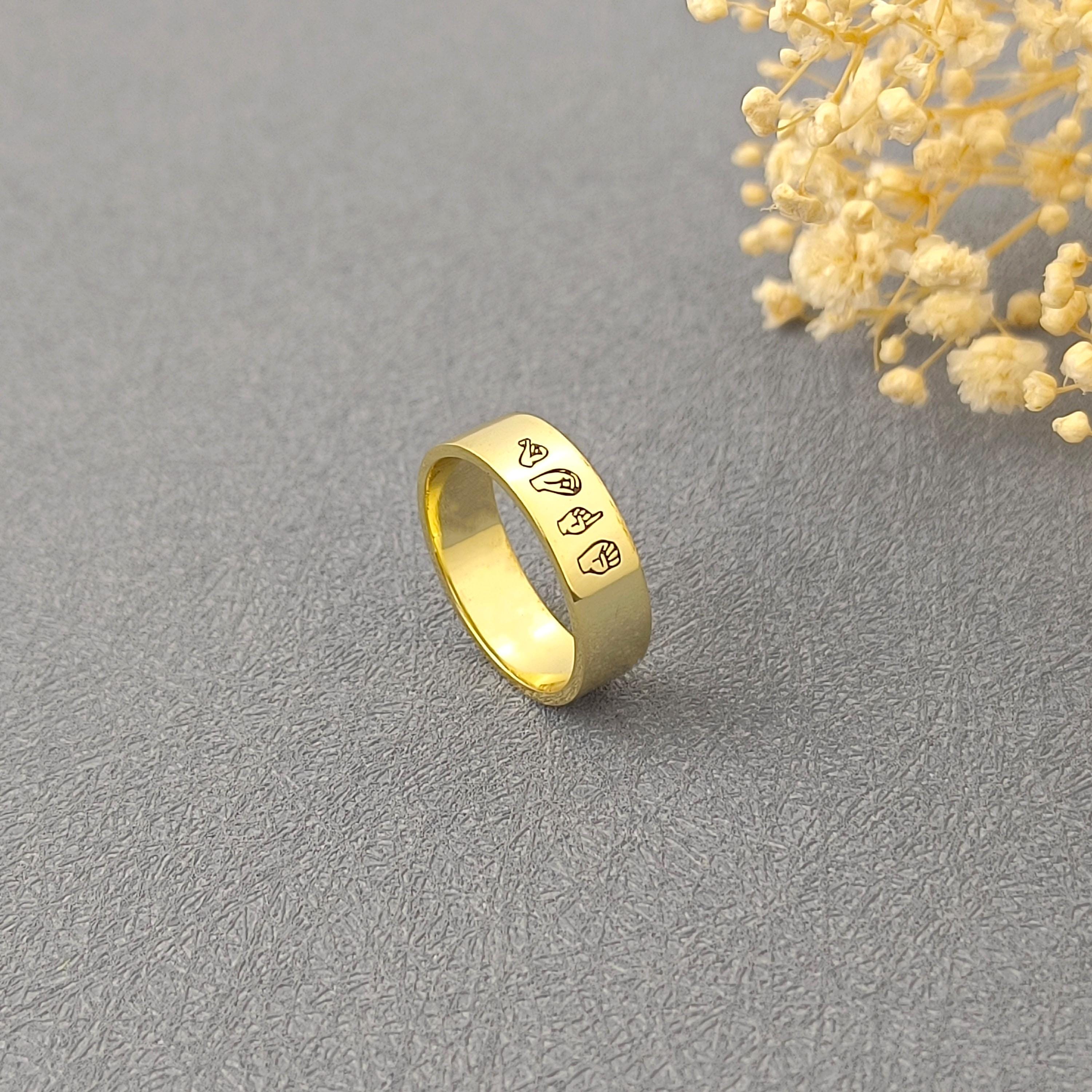 ASL Custom Name Ring • Sign Language Ring • ASL Ring • Gesture Ring ...