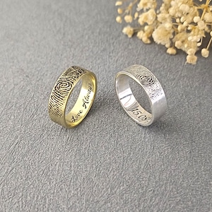 Custom Fingerprint Band Ring • Actual Fingerprint Ring • Promise Ring • Dainty Ring • Christmas Gift • Birthday Gift