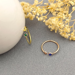 Custom Birthstone Ring • Initial Ring • Personalized Letter Ring • Open Ring  • Gift for Her • Unique Gift