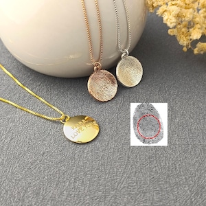 Custom Fingerprint Necklace • Personalized Fingerprint Pendant • Sympathy Gift • Name Necklace • Memorial Gifts for Mom & Grandma