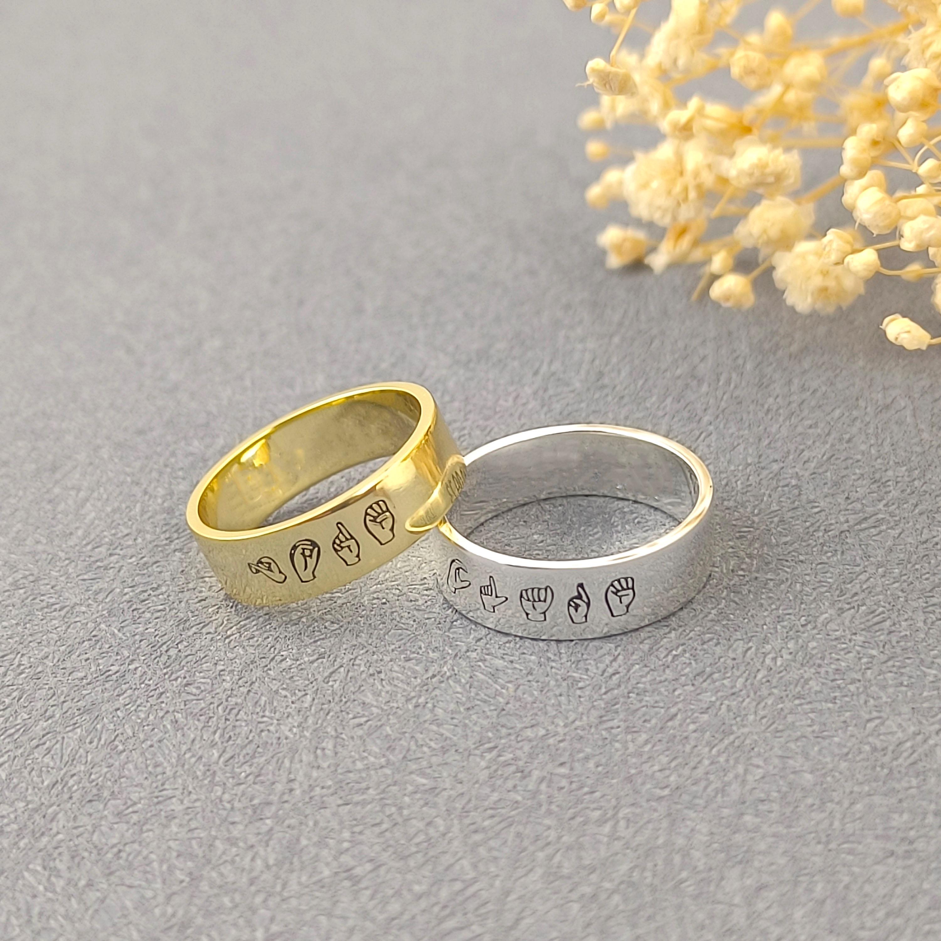 ASL Custom Name Ring • Sign Language Ring • ASL Ring • Gesture Ring ...