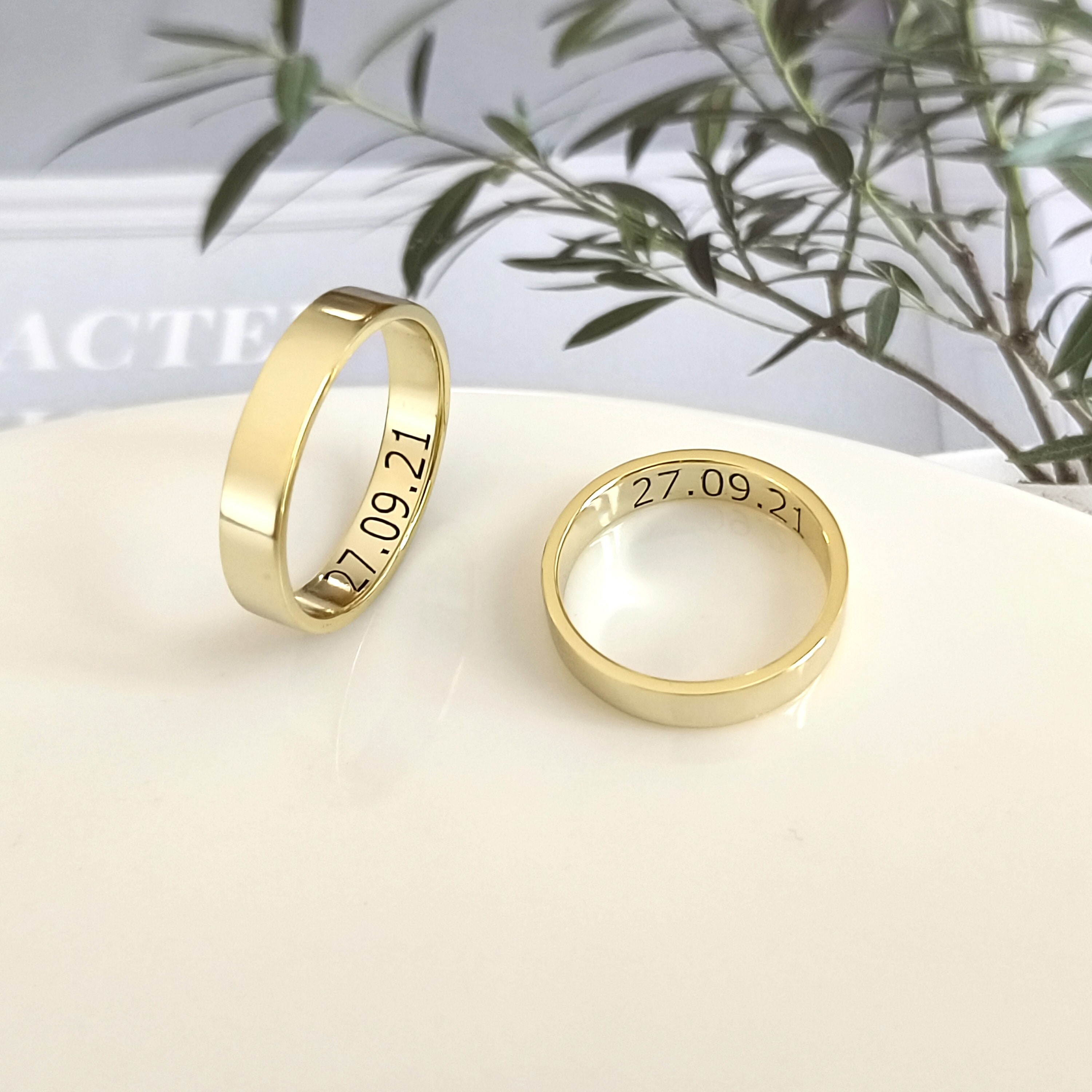 Custom Couple Rings, Engraved Rings, Gold、 Silver Rings, Wedding Rings ...