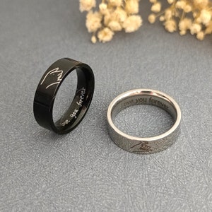Promise Rings For Couples,Holding Hands Pinky Matching Ring ,Ring For Boyfriend,Anniversary gift, Date Ring,Couple Jewelry,Engraved Ring