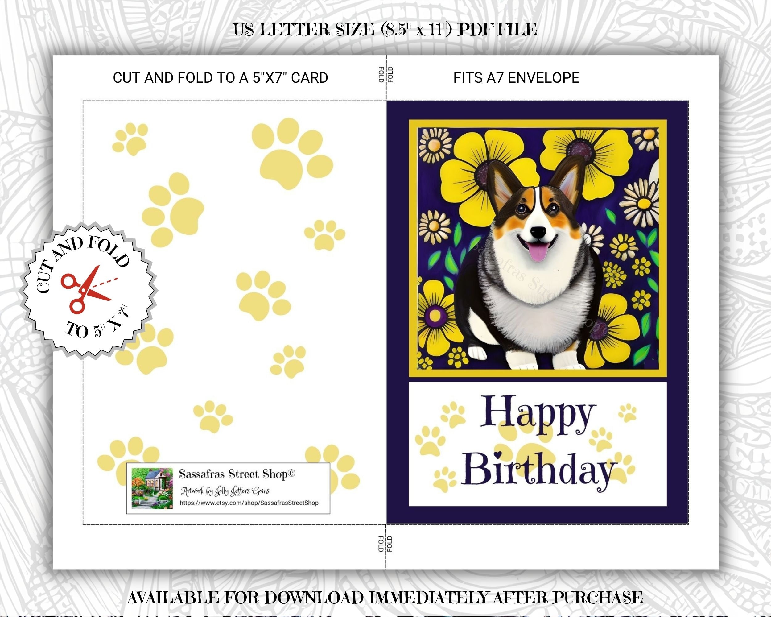 Happy Birthday Printable Card, Instant Download PDF, Birthday Card ...