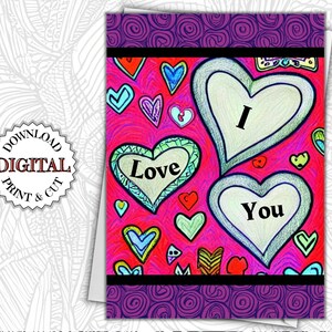 Biglietto stampabile di buon San Valentino, PDF download istantaneo, modello di San Valentino, stile Boho, opere d'arte originali, design unici, 4x6, 5x7