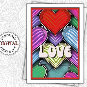 Biglietto stampabile di buon San Valentino, PDF download istantaneo, modello di San Valentino, stile Boho, opere d'arte originali, design unici, 4x6, 5x7