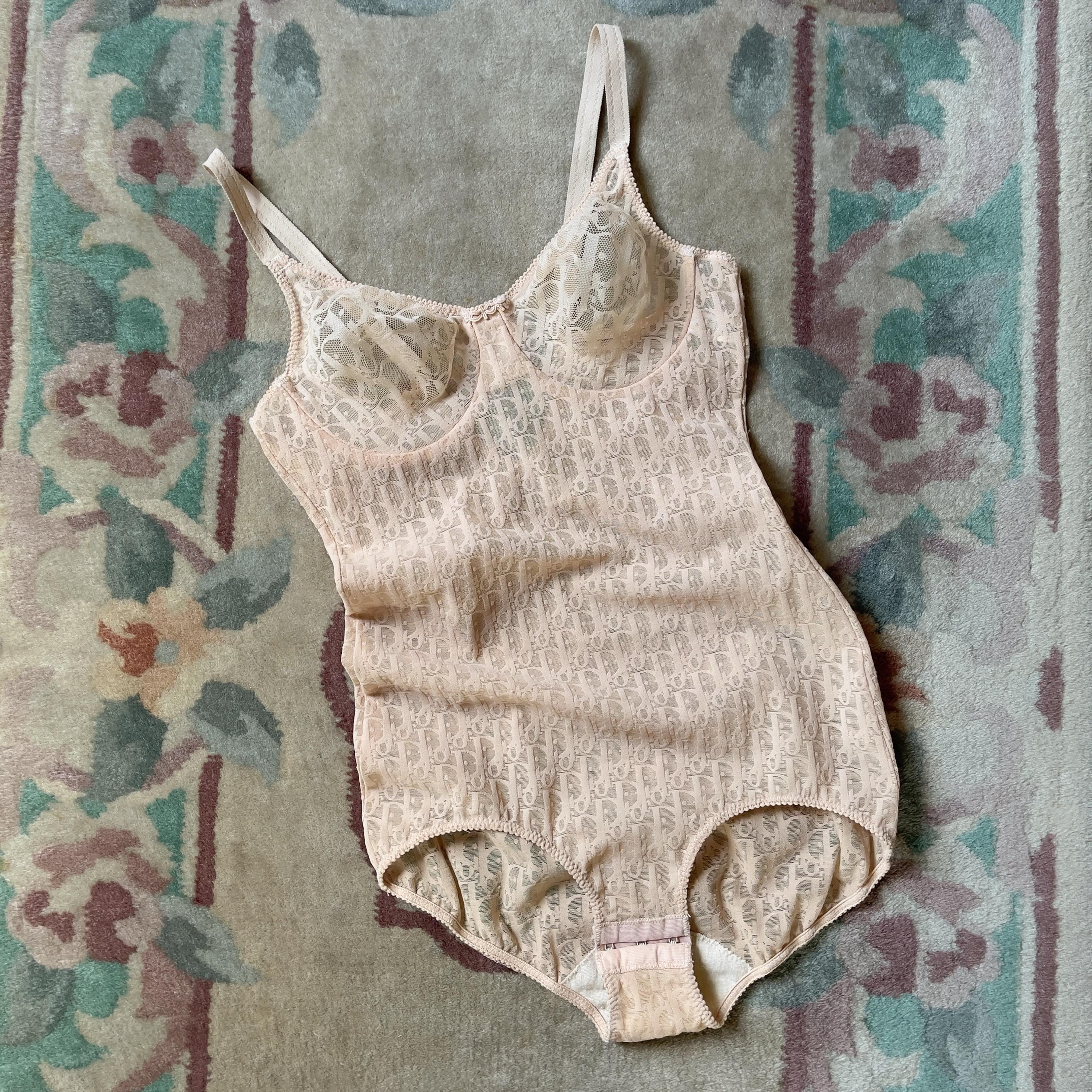 Vintage Christian Dior 1990s Monogram Mesh Bodysuit (34B/32C Vintage Christian Dior 1990s Monogram Mesh Bodysuit (34B/32C