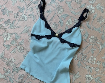Vintage Victoria’s Secret 2000s Blue Mesh Camisole (M–L)