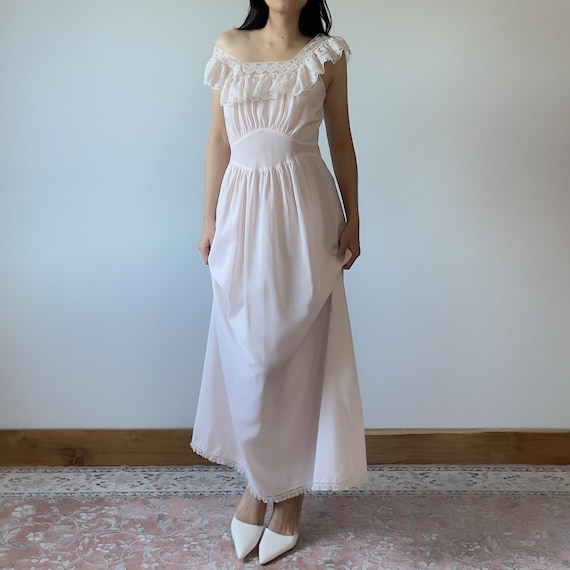 vintage lace bodice nightgown dress Vintage Princess Lace Stitched Night Gown Dress M I Retro Fairy