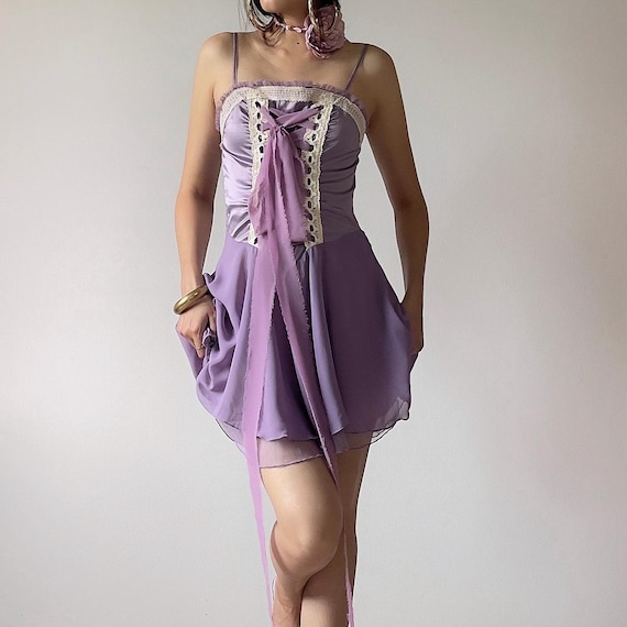 Romantic Y2K Purple Satin & Chiffon Mini Dress (SM) - Etsy UK Romantic Y2K Purple Satin & Chiffon Mini Dress (SM) - Etsy UK