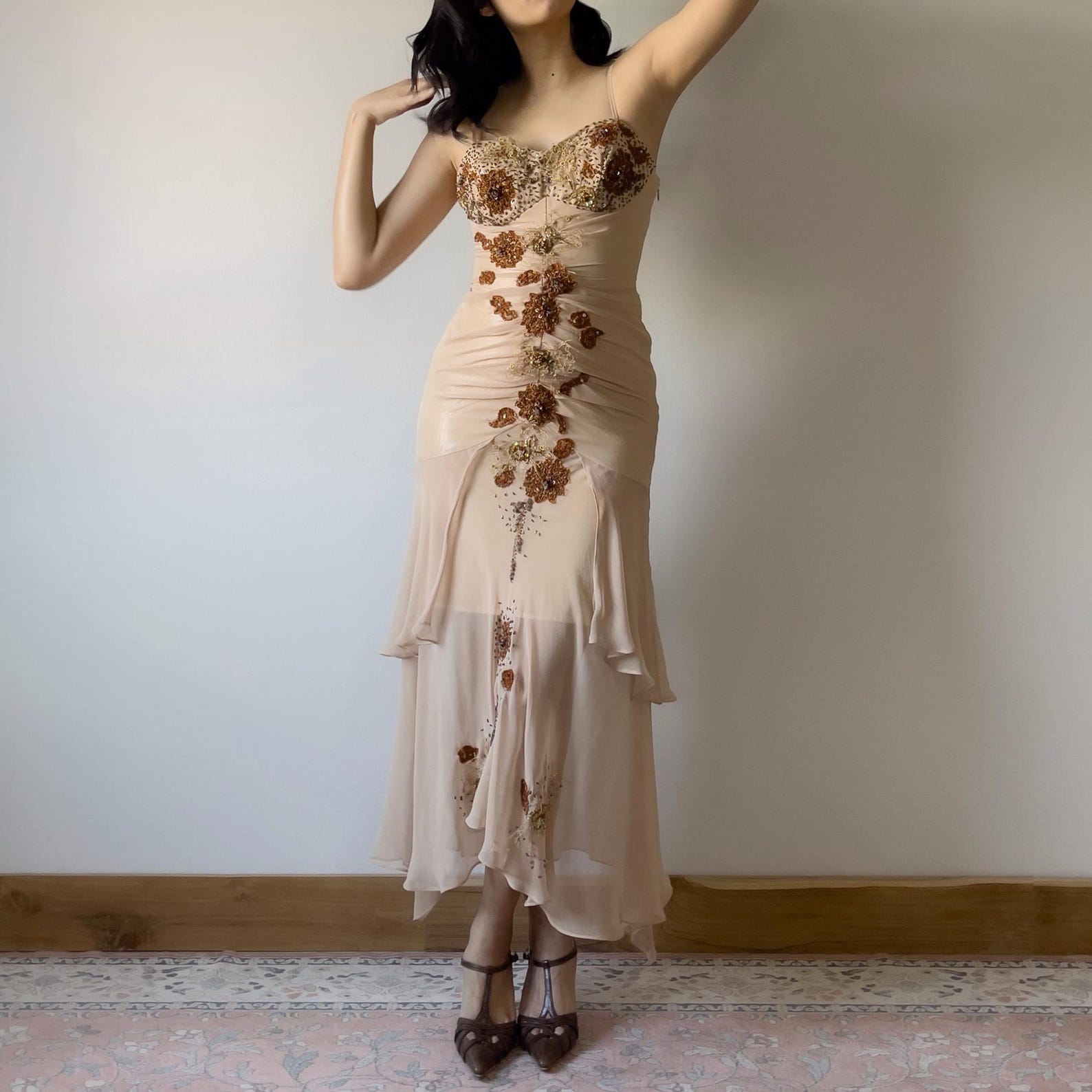 fit flare mini dress Cream Crepe & – Rare London Nadia Maxi Satin Dress Color:Purple flowers Length_Mini