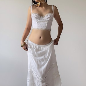 Vintage 1990s White Cotton Corset Bustier (34B/32C)