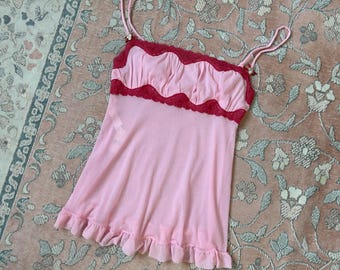 Camisola de malla rosa vintage de Victoria's Secret de los años 2000 (tallas XS-S)