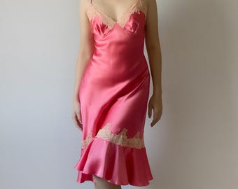 Vintage Victoria’s Secret 2000s Rose Pink Silk Slip Dress (M)