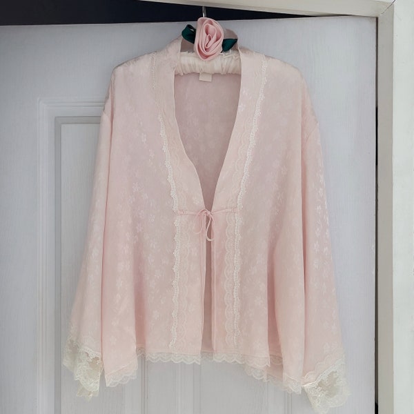 Vintage Christian Dior Pink Satin Bed Jacket (M-L)
