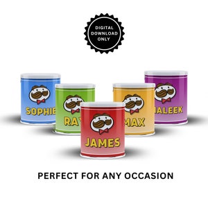 Personalised Pringles, , party favours, Pringles theme , mini Pringles, digital print , digital download